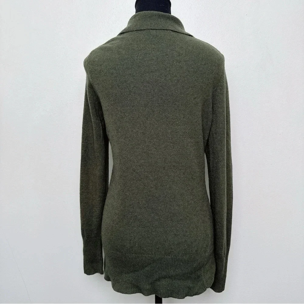Banana Republic Womens Small Wool Cashmere Ruffle Dark Olive Cardigan